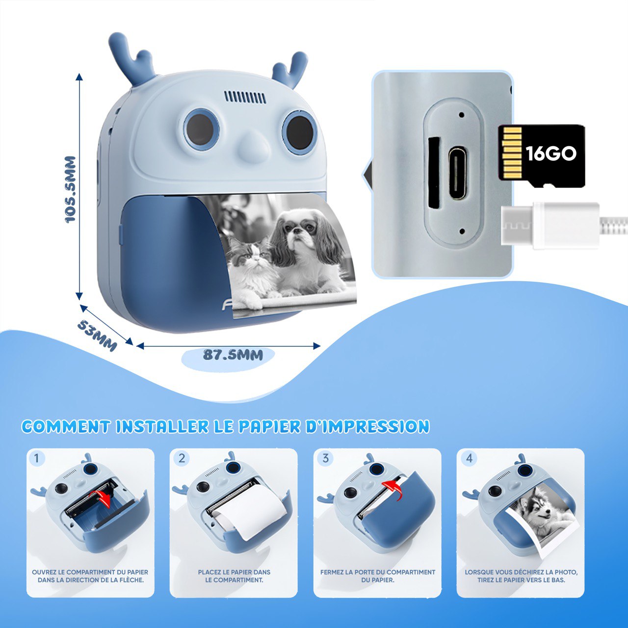 PACK DUO KIDIPIX- Mini caméra imprimante